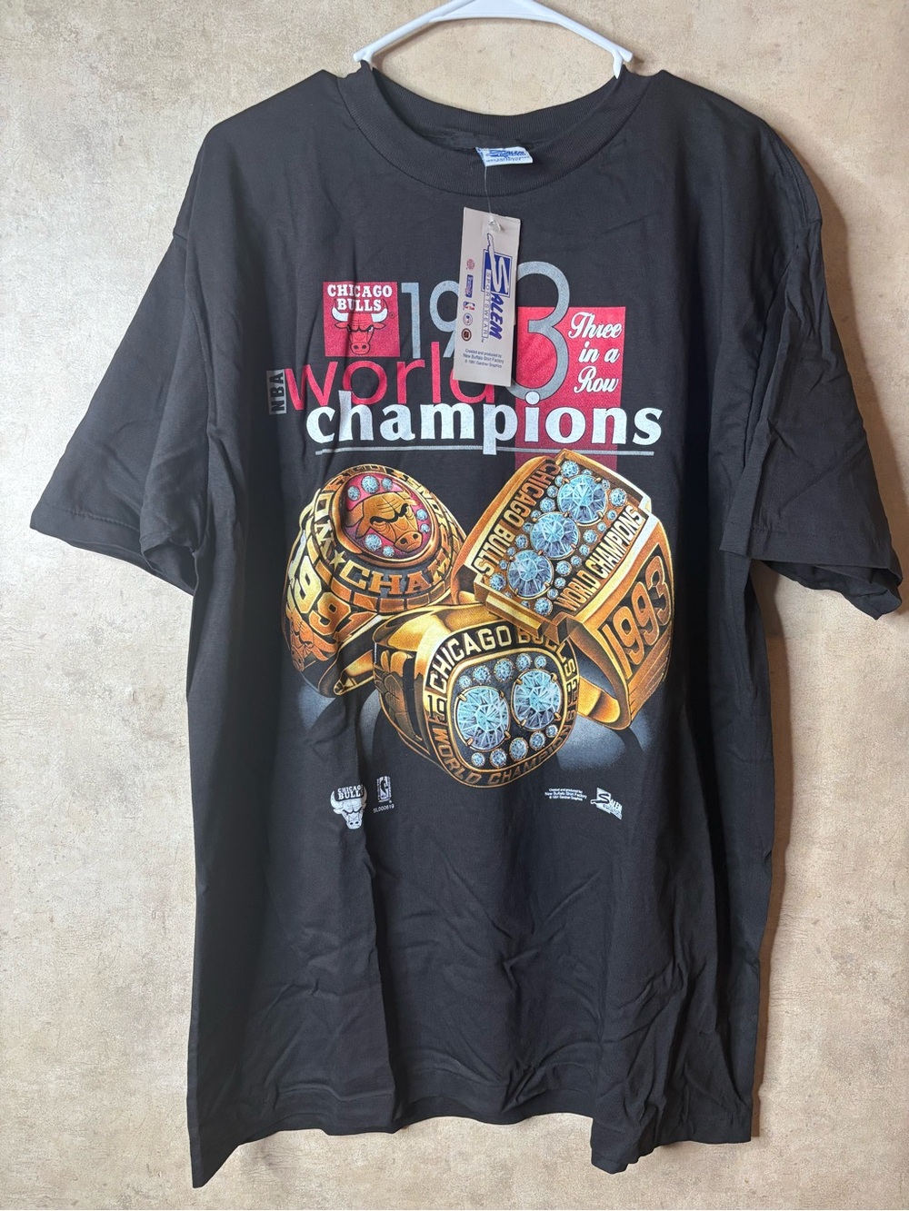 Chicago Bulls 1993 World Champions Black Graphic Tee